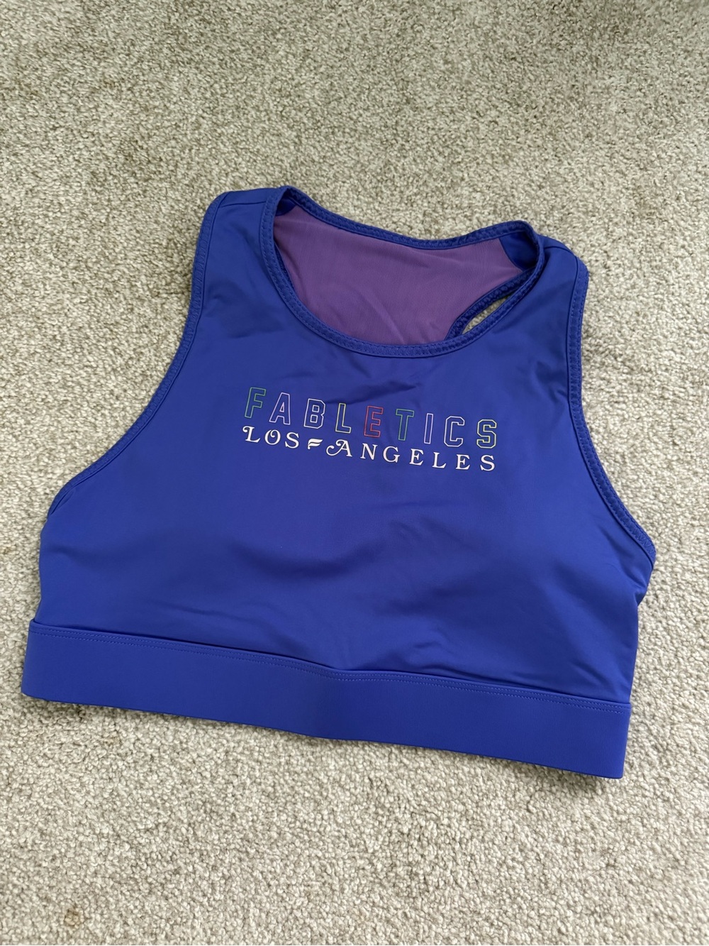 Fabletics Royal Blue High-Neck Crop Sports Bra